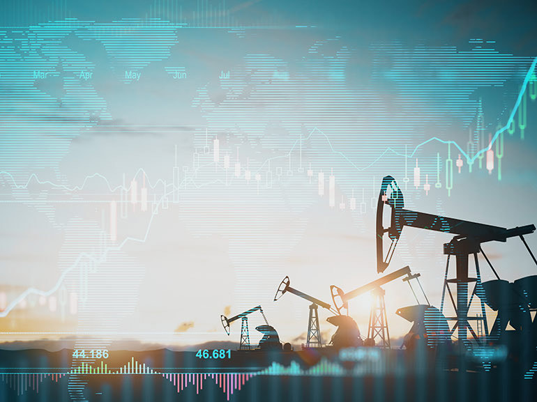 Oil field with digital data overlay
